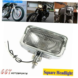 N[p[c n[[`bp[JtF[T[N[U[̂߂̃I[goCXNGAwbhCgwbhv Motorcycle Square Headlight Head Lamp for Harley Chopper Cafe Racer Cruiser