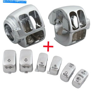 N[p[c n[[_Ci\tgeĈ߂̃rbgA~NXCb`nEWOJo[{^Lbv Billet Aluminum Chrome Switch Housing Cover &Button Caps For Harley Dyna Softail