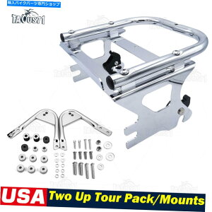 �N���[���p�[�c �n�[���[�̂��߂̎��O���\�ȃc�[�A�b�v�c�A�[�p�b�N�}�E���g���b�N97-08 W / Docking�n�[�h�E�F�A�L�b�g Detachable Two-up Tour Pack Mount Rack For Harley 97-08 w/ docking hardware kit�y���s
