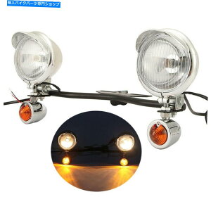 N[p[c n[[̂߂̃^[VOiX|bgtHOvCgo[Lbgʉ߂NI[goC̉^] Chrome Motorcycle Driving Passing Turn Signal Spot Fog Lights Bar Kit For Harley