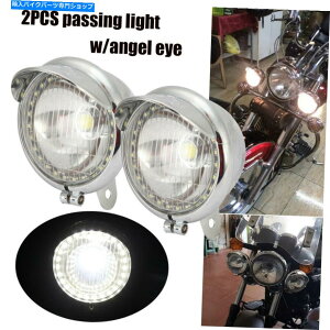 N[p[c n[[I[goĈ߂̃wbhCgv̓dn2{N[̃GWFACX|bg̖ 2X Chrome Angel Eye Spot Fog Passing Head Light Lamp Bulb For Harley Motorcycle