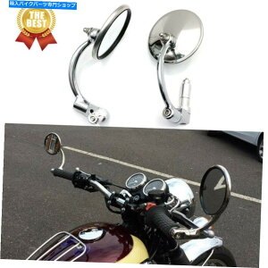 N[p[c Honda Suzuki Yamaha Cafe Racê߂̃NEhI[goC7/8 "o[Gh~[ Chrome Round Motorcycle 7/8" Bar End Mirrors For Honda Suzuki Yamaha Cafe Racer