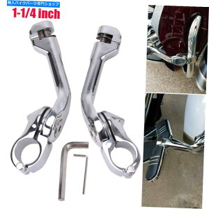 N[p[c Chrome 1-1 / 4 "n[[̂߂̒px̃GWK[ho[H̑PEG}EgLbg Chrome 1-1/4" Long Angled Engine Guard Bar Highway Foot Peg Mount Kit For Harley