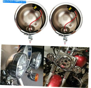 N[p[c Chrome 4.5 "4 1/2"I[goC̓nCgnEWOv̓doPcn[[ Chrome 4.5" 4 1/2" Motorcycle Passing Light Housing Lamp Bulb Bucket For Harley