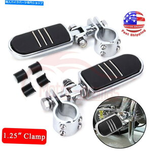 N[p[c 32mm 1.25 "n[[̂߂̃NXg[nCEFCGWK[ho[tbgyO}Eg 32mm 1.25" Chrome Streamliner Highway Engine Guard Bar Foot Peg Mount for Harley