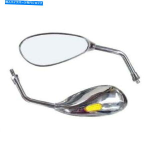 N[p[c LEDCWP[^ꂽLEDCWP[^ꂽ]ITpg[N[jo[T[^[oCN~[ Bike It Patrol Chrome Universal Motor Bike Mirrors With Built In LED 