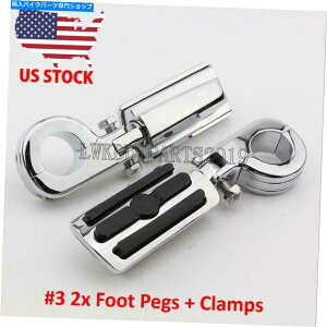 N[p[c n[[1 1/4 "GWK[hN[HPEGStbgXg}EgNv For Harley 1 1/4" Engine Guard Chrome Highway Foot Pegs Footrest Mount Clamps US
