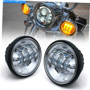 N[p[c 4.5 "2040LMI[goCLEDX|bgCgʉ߃CgtBbgn[[_rbh\N 4.5" 2040LM Motorcycle LED Spot Lights Passing Lights Fit Harley Davidson Chrome