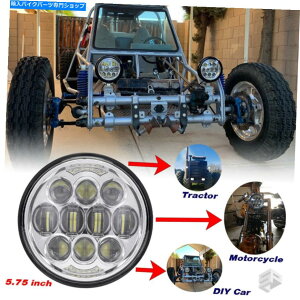 N[p[c N[5.75 5-3 / 4C`LEDwbhCgvDRL HI / LOr[DRLn[Odhbg Chrome 5.75 5-3/4 Inch LED Headlight Lamp DRL Hi/Lo Beam DRL Halo Ring Bulbs DOT