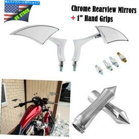 クロームパーツ Chromeオートバイ8 / 10mmバックミラー1 "ホンダスズキヤマハのハンドグリップ Chrome Motorcycle 8/10mm Rearview Mirrors 1" Hand Grips For Honda Suzuki Yamaha