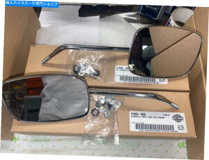 �N���[���p�[�c �n�[���[91902-86A�����91904-86A���E�����t���b�g�N���[���~���[�Z�b�g�V����NOS Harley 91902-86A And 91904-86A Left & Right Long Flat Chrome Mirror Set New NOS�y���s�A���i�z