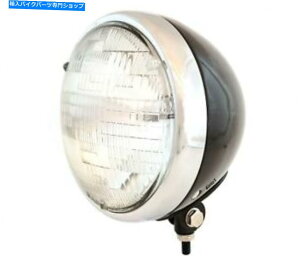 N[p[c 7 "{g}EgwbhCgI[goCJX^X|bgCg - OXubNNNA 7" Bottom Mount Headlight Motorcycle Custom Spotlight - Gloss Black Chrome Clear