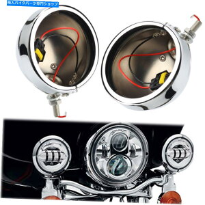 N[p[c n[[_rbh\̂߂2s[X4.5 '' LEDtHOCgAE^[Jo[nEWOuPbg̃g 2pcs 4.5'' LED Fog Light Outer Cover Housing Bracket Trim For Harley Davidson