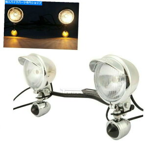 N[p[c ChromeI[goC^]pX^[VOiX|bgtHOCgo[LbgJX^ Chrome Motorcycle Driving Passing Turn Signals Spot Fog Lights Bar Kit Custom