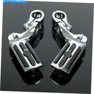 N[p[c 1 1/4 "NGWK[h}EgNvnCEFCtbgyO 1 1/4" Chrome Engine Guard Mounts Clamps Highway Foot Pegs For Harley