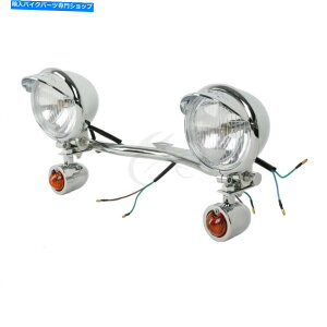 N[p[c ؏m͂̂߂̃^[VOiX|bgCgo[ʉ߂N^] Chrome Driving Passing Turn Signal Spot Light Bar For Suzuki Cruisers Custom