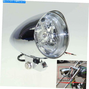 N[p[c 4.5 "Harley Bobber Chotper̂߂Chrome Tri-Bar Visor BulletwbhCgwbhv 4.5" Chrome Tri-Bar Visor Bullet Headlight Head Lamp For Harley Bobber Chopper