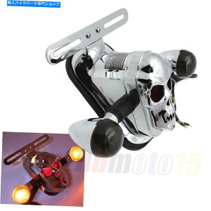N[p[c N[XJbhu[Le[CgW /I[goCptF_[tBbg Chrome Skull RED Brake Tail Light w/ Smoke Signals Fit Fender For Motorcycle