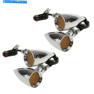 �N���[���p�[�c 4�{LED�N���[�����j�o�[�T���t���b�V���[���^���I�[�g�o�C�^�[���M���C���W�P�[�^�[���C�g 4x LED Chrome Universal Flasher Metal Motorcycle Turn Signal Indicator Light�y���s�A���i�z