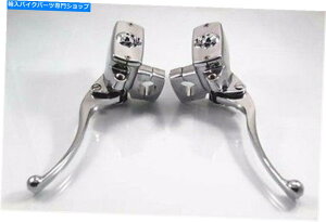 N[p[c Chrome 1 "XJnho[U[o[u[LNb`o[I[goCgJtFNew Chrome 1" Skull Handlebar Reservoir Brake Clutch Lever Motorcycle Retro Cafe New