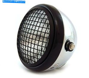 N[p[c 6.5 "nQI[goCwbhCgW /O - NOXubN}bgubN 6.5" Halogen Motorcycle Headlight w/ Grill - Chrome Gloss Black Matte Black
