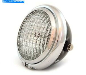 N[p[c 5.75 "TCh}EgnQI[goCwbhCgW /O - OXubN - N 5.75" Side Mount Halogen Motorcycle Headlight w/ Grill - Gloss Black - Chrome