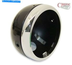 N[p[c Lucas Black Headlight ShellChrome Rim 5.3 / 4 BSAATriumphANortonI[goC Lucas Black Headlight Shell & Chrome Rim 5.3/4 BSA, Triumph, Norton Motorcycle