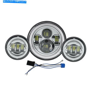 N[p[c 100W 7 '' LEDI[goCvWFN^[wbhCg4.5 ''n[[̂߂̏Ɩ 100W 7'' LED Motorcycle Projector Headlight & 4.5'' Passing Lights For Harley US
