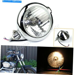 N[p[c 5-1 / 4 ''gȃxCcX^CE}[ÑwbhCgH4 12V̋̂߂H4 12V̓dN 5-1/4'' Retro Bates Style E-Mark Headlight H4 12V Bulb For Harley Chopper Chrome