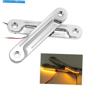 N[p[c yAN[LEDtbVtH[N^[VOiuPbǵAn[[c[fBOGNgOCh Pair Chrome LED Flush Fork Turn Signal Bracket For Harley Touring Electra Glide