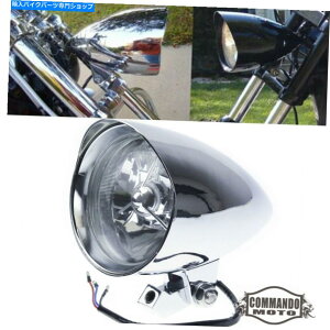 N[p[c Chrome Headlamp 4.5 "Bullet Tri-Bar HeadlightstBbgFn[[JX^JtF[T[ Chrome Headlamp 4.5" Bullet Tri-bar Headlights Fits: Harley Custom Cafe Racer
