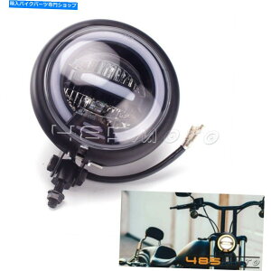 N[p[c n[[BMWXNû߂̃I[goCvWFN^[EhLEDwbhCgAo[n[DRL Motorcycle Projector Round LED Headlight Amber Halo DRL For Harley BMW Scrambler