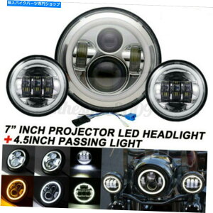 N[p[c 100W 7 '' LEDɂ̓[r[vWFN^[wbhCg4.5 ''n[[̂߂̏ƖƖ 100W 7'' LED Hi Low Beam Projector Headlight & 4.5'' Passing Lights For Harley