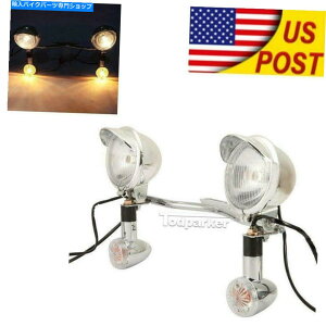 N[p[c X|bgtHO^[MCgo[Lbgjo[Tʉ߂NI[goC̋쓮 Chrome Motorcycle Driving Passing Spot Fog Turn Signals Light Bar Kit Universal