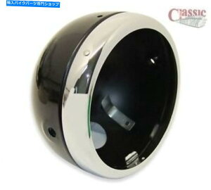 N[p[c [JXubNwbhCgVFN[5.3 / 4JtF[T[X^C Lucas Black Headlight Shell & Chrome Rim 5.3/4 Cafe Racer Style