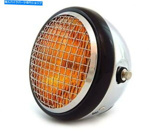 N[p[c 6.5 "TCh}EgnQI[goCwbhCgW /O - NOXubNAo[ 6.5" Side Mount Halogen Motorcycle Headlight w/ Grill - Chrome Gloss Black Amber