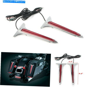 �N���[���p�[�c Chrome Led���A�T�h���o�b�O�A�N�Z���g���C�g���b�h�����Y�n�[���[�c�[�����O���[�h�L���O Chrome LED Rear Saddlebag Accents Light Red Lens For Harley Touring Road King�y���s�A���i�z