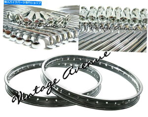 N[p[c z_C100 C102 C105 C105TNX`[zC[2s[X+X|[NZbg72s[X HONDA C100 C102 C105 C105T CHROME STEEL WHEEL RIM 2PCS + SPOKE SET 72PCS