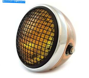 N[p[c 7 "TCh}EgI[goCwbhCgW /O - uYN[}bgubN - ߐF 7" Side Mount Motorcycle Headlight w/ Grill - Bronze Chrome Matte Black - Amber