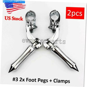 N[p[c Harley Tourinĝ߂̒Zpx̃XpCNH̃yOPEG}Eg Chrome 1-1/4" Short Angled Spike Highway Foot Pegs Peg Mount For Harley Touring
