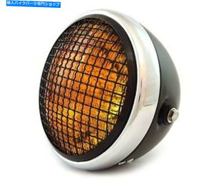 N[p[c 7 "TCh}EgI[goCwbhCgW /O - }bgubNN[ - ߐF 7" Side Mount Motorcycle Headlight w/ Grill - Matte Black Chrome Gloss - Amber