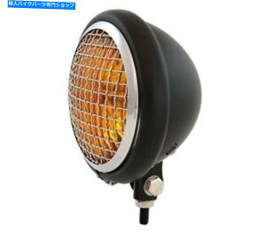 N[p[c 5.75 "I[goC̒}Eg̃wbhCgW /O - }bgubNN[Ao[ 5.75" Motorcycle Bottom Mount Headlight w/ Grill - Matte Black Chrome Amber