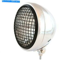 N[p[c 7 "{g}EgI[goCwbhCg/X|bgCgW /O - NubN 7" Bottom Mount Motorcycle Headlight / Spotlight w/ Grill - Chrome Black