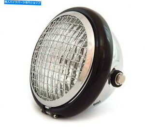 N[p[c 5.75 "nQI[goCwbhCgW /O - N - ubN - N 5.75" Halogen Motorcycle Headlight w/ Grill - Chrome - Gloss Black - Chrome