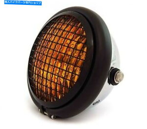 N[p[c 5.75 "nQI[goCwbhCgW /O - N}bgubN - ߐF 5.75" Halogen Motorcycle Headlight w/ Grill - Chrome Matte Gloss Black - Amber