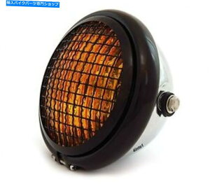 N[p[c 5.75 "nQI[goCwbhCgW /O - N - OXubN - ߐF 5.75" Halogen Motorcycle Headlight w/ Grill - Chrome - Gloss Black - Amber