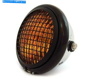 N[p[c 5.75 "nQI[goC̃wbhCgW /O - N - OX}bgubN - ߐF 5.75" Halogen Motorcycle Headlight w/ Grill - Chrome - Gloss Matte Black - Amber