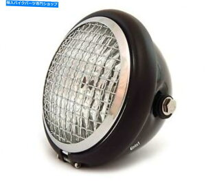 N[p[c 5.75 "nQI[goCwbhCgW /O - ubN - }bgubN - N 5.75" Halogen Motorcycle Headlight w/ Grill - Gloss Black - Matte Black - Chrome
