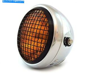 N[p[c 6.5 "TCh}EgnQI[goCwbhCgW /O - NOXubNAo[ 6.5" Side Mount Halogen Motorcycle Headlight w/ Grill - Chrome Gloss Black Amber