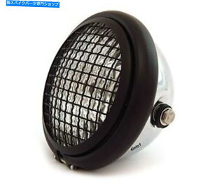 N[p[c 5.75 "TCh}EgnQI[goCwbhCgW /O - N - }bgubN 5.75" Side Mount Halogen Motorcycle Headlight w/ Grill - Chrome - Matte Black